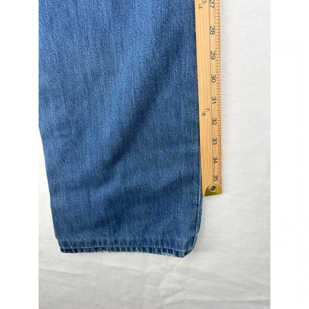 True Religion Straight Jeans Mens 34 Blue Distressed Ripped Denim Streetwear